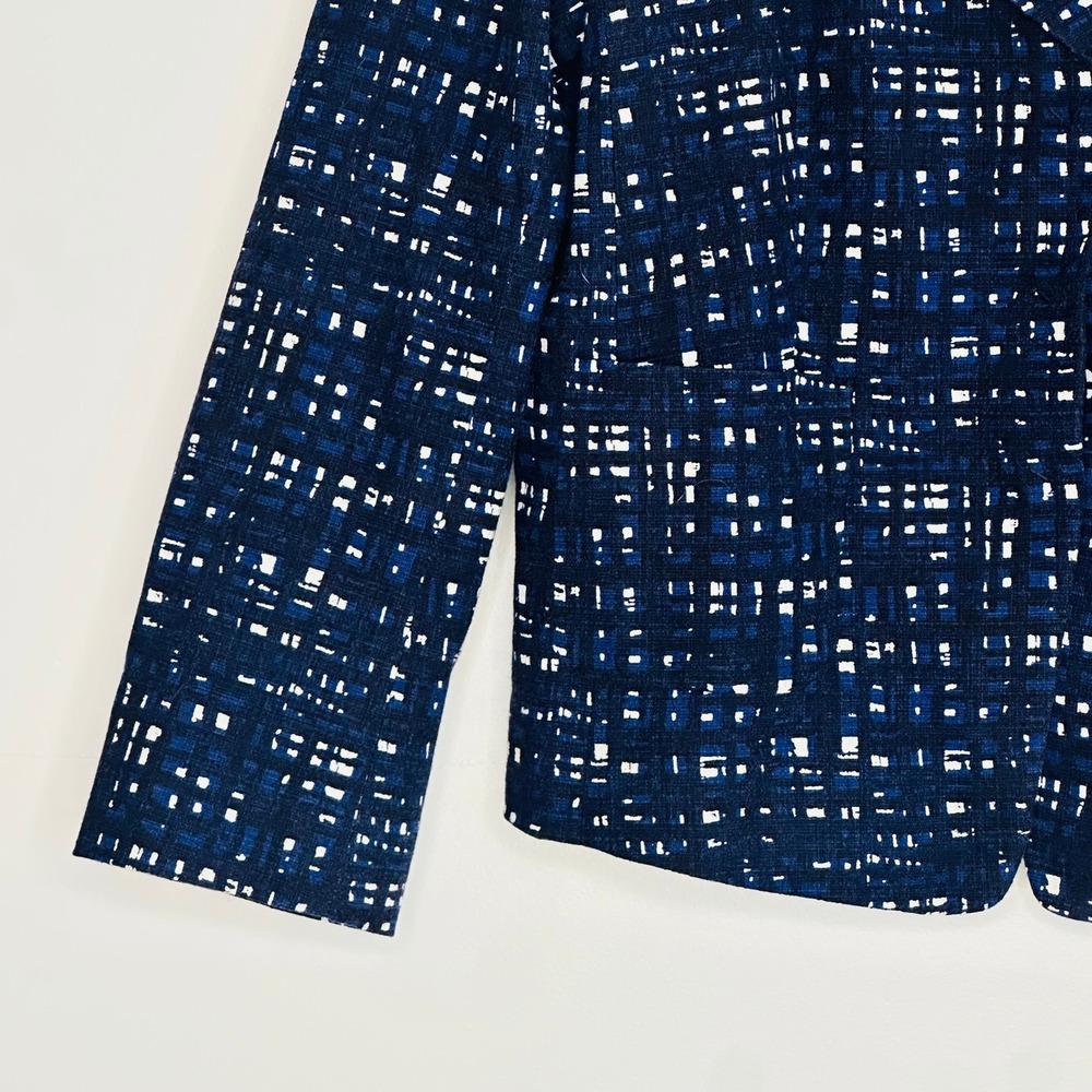 Ann Taylor Blazer Womens 8 Blue Print Career Work Office - Picture 3 of 8